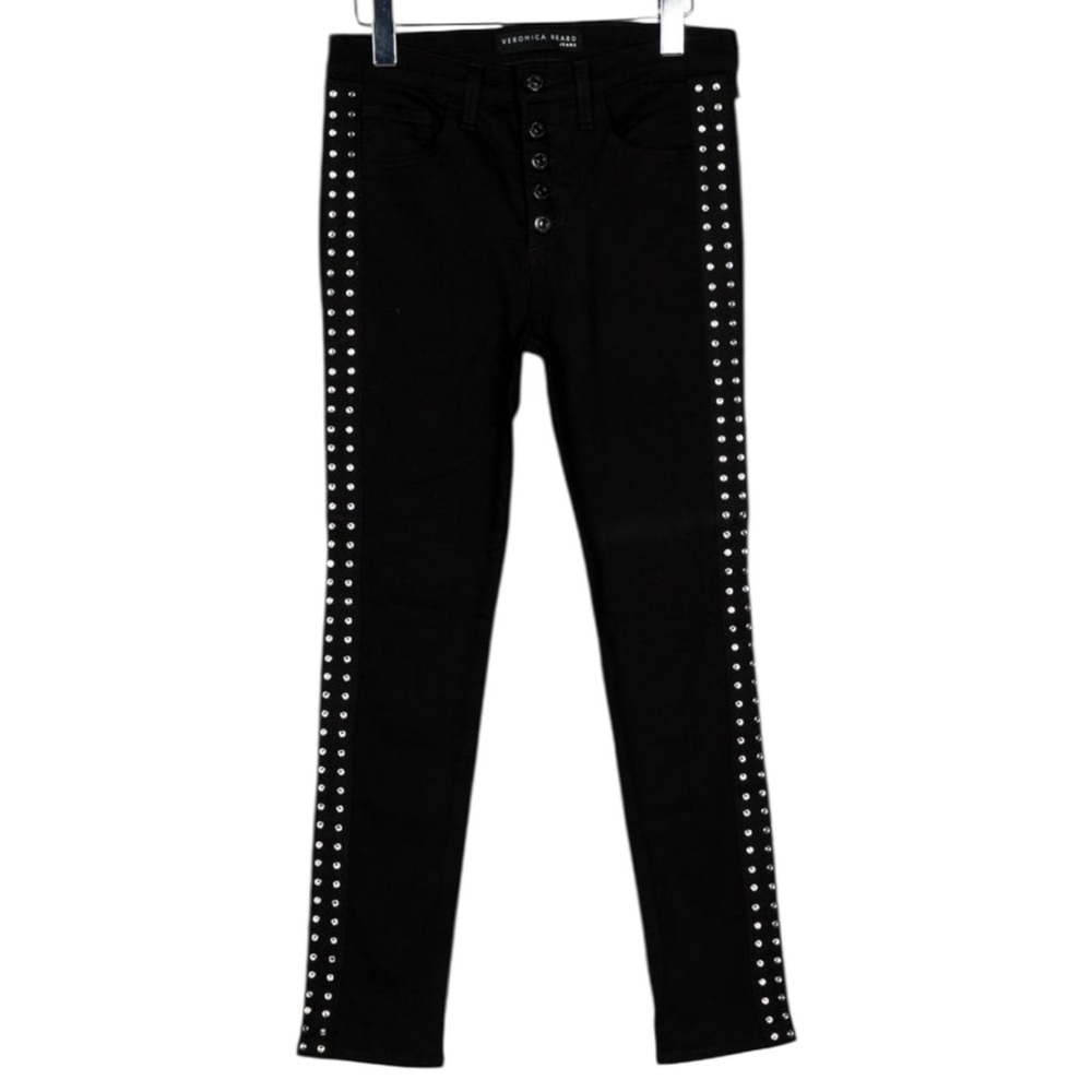 Veronica Beard Debbie Black Skinny Jeans with Silver Studs